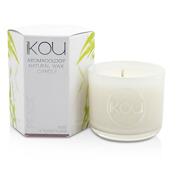 iKOU 生態豪華香薰天然蠟蠟燭杯-和平（玫瑰色和依蘭色） (Eco-Luxury Aromacology Natural Wax Candle Glass - Peace (Rose & Ylang Ylang))