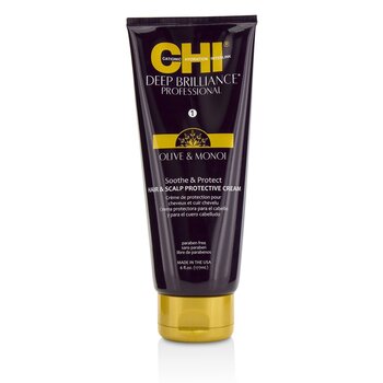 CHI 深層光彩橄欖和Monoi舒緩和保護秀發和頭皮保護霜。 (Deep Brilliance Olive & Monoi Soothe & Protect Hair & Scalp Protective Cream)