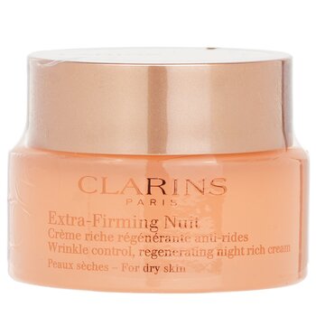 Clarins 超強緊膚霜抗皺，再生晚霜，適合乾性皮膚。 (Extra-Firming Nuit Wrinkle Control, Regenerating Night Rich Cream - For Dry Skin)