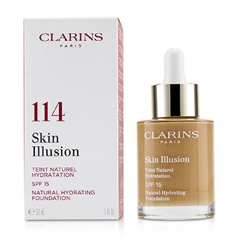 Clarins 皮膚錯覺天然保濕粉底液SPF 15＃114卡布奇諾 (Skin Illusion Natural Hydrating Foundation SPF 15 # 114 Cappuccino)