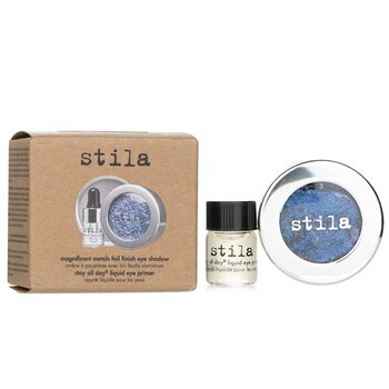 Stila 華麗金屬箔修飾眼影，全天候迷你型液體眼部底漆-金屬鈷 (Magnificent Metals Foil Finish Eye Shadow With Mini Stay All Day Liquid Eye Primer - Metallic Cobalt)