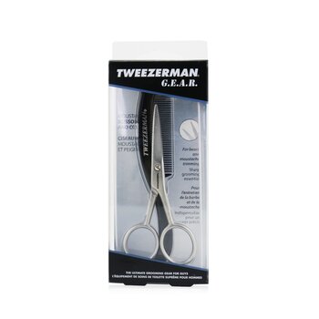 Tweezerman 鬍鬚剪刀和梳子（用於鬍鬚和鬍鬚修剪） (Moustache Scissors & Comb (For Beard & Moustache Trimming))