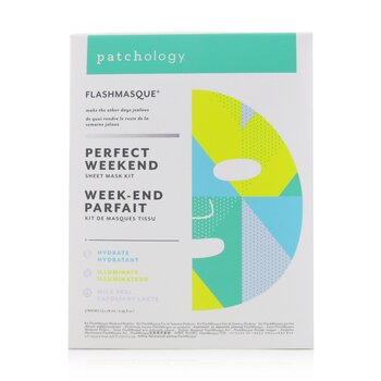 Patchology FlashMasque 5 分鐘面膜 - 完美週末面膜套裝：（保濕、提亮、牛奶皮） (FlashMasque 5 Minute Sheet Mask - Perfect Weekend Sheet Mask Kit: (Hydrate, Illuminate, Milk Peel))