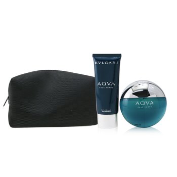 Aqva Pour Homme Coffret: 淡香水噴霧 100ml/3.4oz + 須後膏 100ml/3.4oz + 小袋