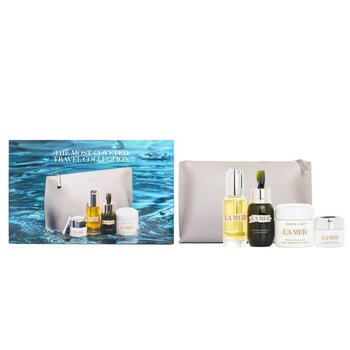 La Mer 覆蓋最廣的旅行系列：1x The Concentrate - 30ml + 1x The Eye Balm Intense - 15ml + 1x The Renewal Oil - 30ml + 1x Cream De La Mer The Moisturizing Cream - 60ml + 1x Bag (The Most-Covered Travel Collection)