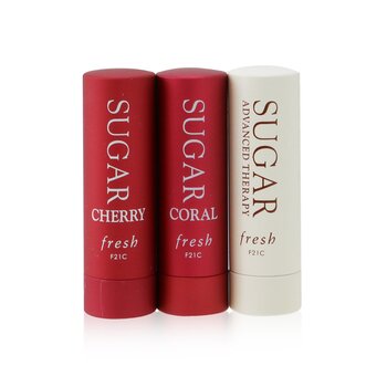 Sugar Lip Treatment Trio Set：1x Sugar Lip Treatment Advanced Therapy - 2.2g/0.07oz + 2x Mini Sugar Lip Treatment SPF 15 (#Coral + #Cherry)