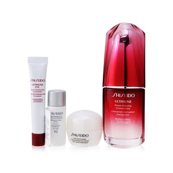 Shiseido Ultimate Hydrating Glow Set：Ultimune Power Infusing Concentrate 30ml + Moisturizing Gel Cream 10ml + Eye Concentrate 5ml + SPF 42 Sunscreen 7ml (Ultimate Hydrating Glow Set)