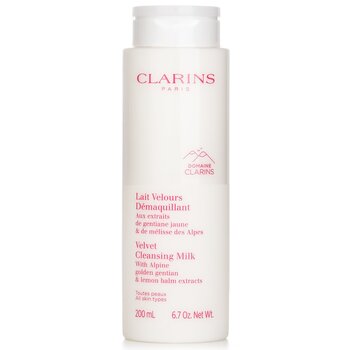 Clarins 含有高山金龍膽和檸檬香脂提取物的天鵝絨潔面乳 (Velvet Cleansing Milk with Alpine Golden Gentian & Lemon Balm Extracts)