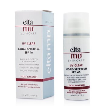 EltaMD 紫外線透明面部防曬霜SPF 46-適用於容易產生痤瘡，酒渣鼻和色素沉著的皮膚類型 (UV Clear Facial Sunscreen SPF 46 - For Skin Types Prone To Acne, Rosacea & Hyperpigmentation)