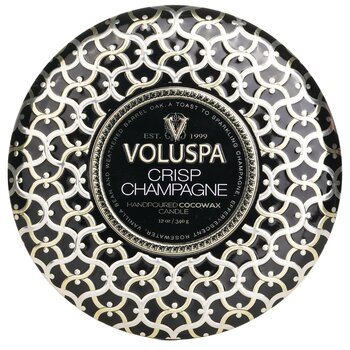 Voluspa 3 芯裝飾錫蠟燭 - 清脆香檳 (3 Wick Decorative Tin Candle - Crisp Champagne)