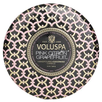 Voluspa 3 芯裝飾錫蠟燭 - 粉紅香櫞葡萄柚 (3 Wick Decorative Tin Candle - Pink Citron Grapefruit)