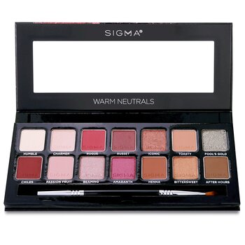 Sigma Beauty 暖色中性眼影盤（14x 眼影 + 1x 雙頭刷） (Warm Neutrals Eyeshadow Palette (14x Eyeshadow + 1x Dual Ended Brush))