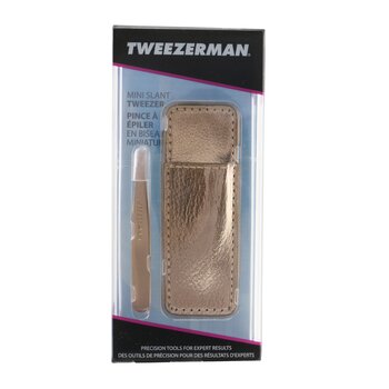 Tweezerman 迷你斜鑷子帶盒 - 玫瑰金 (Mini Slant Tweezer With Case - Rose Gold)