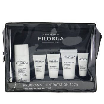 Filorga 100% 保濕常規套裝：氧氣煥膚 50ml+Meso 面膜 7ml + Hydra-Hyal 7ml + Hydra-Filler 15ml+ Oxygen Glow Eyes 4ml + 袋子 (100% Hydration Routine Set: Oxygen Peel 50ml+Meso Mask 7ml + Hydra-Hyal 7ml + Hydra-Filler 15ml+ Oxygen Glow Eyes 4ml + Bag)