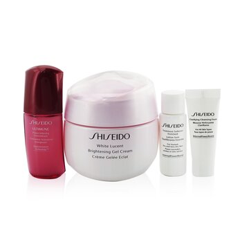 Shiseido 白朗訊假日套裝：啫喱霜 50ml + 潔面泡沫 5ml + 柔順劑 7ml + Ultimune Concentrate 10ml (White Lucent Holiday Set: Gel Cream 50ml + Cleansing Foam 5ml + Softener Enriched 7ml + Ultimune Concentrate 10ml)