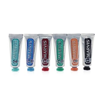 Marvis 風味系列：（Amarelli 甘草 + 經典濃薄荷 + 肉桂薄荷 + 姜薄荷牙膏 + 水生薄荷牙膏 + 茴香薄荷牙膏）旅行裝牙膏 (Flavour Collection Travel-Sized Toothpastes)
