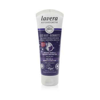Lavera 晚安 2 合 1 護手霜和麵膜 Wirh 有機葡萄和有機乳木果油 - 適用於非常乾燥的皮膚 (Good Night 2In1 Hand Cream & Mask Wirh Organic Grape & Organic Shea Butter - For Very Dry Skin)