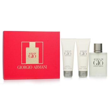 Acqua Di Gio Coffret：淡香水噴霧 100ml/3.4oz + 全身洗髮水 75ml/2.5oz + A/S Balm 75ml/2.5oz