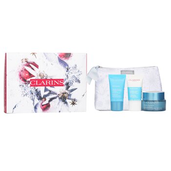 Clarins 保濕系列：Hydra-Essentiel Silky Cream 50ml+ Fresh Scrub 15ml+ SOS Hydra Mask 15ml+ 小袋 (Hydration Collection: Hydra-Essentiel Silky Cream 50ml+ Fresh Scrub 15ml+ SOS Hydra Mask 15ml+ Pouch)