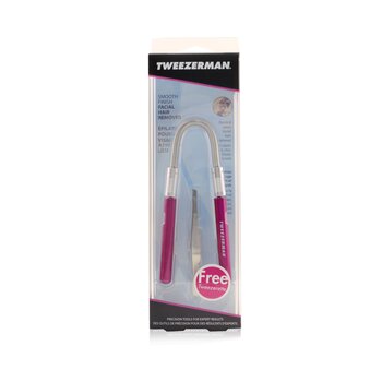 Tweezerman 光滑面部脫毛器 - 粉色（帶不銹鋼斜鑷子） (Smooth Finish Facial Hair Remover - Pink (With Stainless Slant Tweezerette))