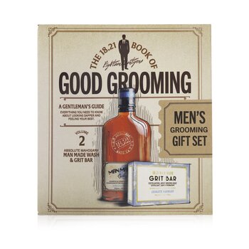 18.21 Man Made Book of Good Grooming Gift Set Volume 2: Absolute Mahogany (Wash 532ml + Grit Bar 198g ) (Book of Good Grooming Gift Set Volume 2: Absolute Mahogany (Wash 532ml  + Grit Bar 198g ))