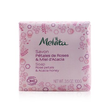 Melvita 玫瑰花瓣和金合歡蜂蜜皂 (Rose Petals & Acacia Honey Soap)