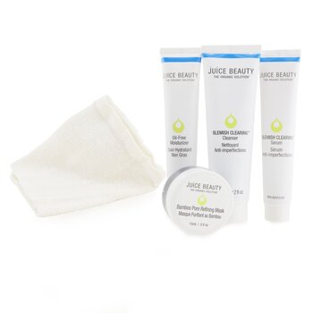 Juice Beauty 祛斑解決方案套裝：潔面乳 + 保濕霜 + 面膜 + 毛巾（未盒裝） (Blemish Clearing Solutions Kit : Cleanser + Moisturizer + Mask + Washcloth (Unboxed))