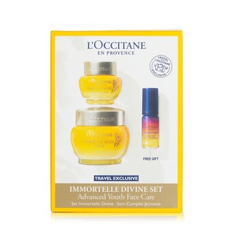 LOccitane Immortelle Divine Set: Cream 50ml + Eye Balm 15ml + Overnight Reset Oil-In-Serum 5ml (Immortelle Divine Set: Cream 50ml + Eye Balm 15ml + Overnight Reset Oil-In-Serum 5ml)
