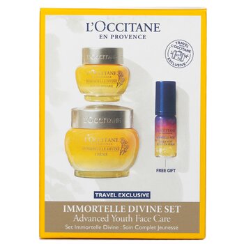 LOccitane Immortelle Divine Set: Cream 50ml + Eye Balm 15ml + Overnight Reset Oil-In-Serum 5ml (Immortelle Divine Set: Cream 50ml + Eye Balm 15ml + Overnight Reset Oil-In-Serum 5ml)