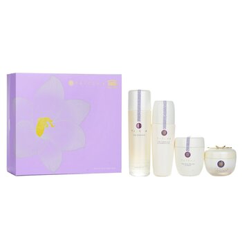 Tatcha Ritual For Firm Skin Set：山茶花卸妝油 150ml + 精華 150ml + 蠶絲霜 50ml + 米油 60g (Ritual For Firm Skin Set: Camellia Cleansing Oil 150ml + Essence 150ml + Silk Cream 50ml + Rice Polish 60g)