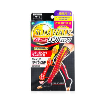 SlimWalk 醫用淋巴壓力襪，長款 - # 黑色（尺碼：M-L） (Medical Lymphatic Compression Socks, Long Type - # Black (Size: M-L))