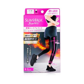 SlimWalk 帶綁帶功能的運動壓縮緊身褲 - # 黑色（尺碼：S-M） (Compression Leggings with Taping Function for Sports - # Black (Size: S-M))