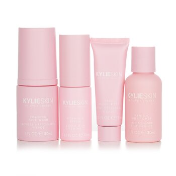 Kylie Skin 4 件套迷你套裝：泡沫潔面乳 30ml + 面部保濕霜 15ml + 維他命 C 精華 10ml + 香草牛奶爽膚水 30ml (4-Piece Mini Set: Foaming Face Wash 30ml + Face Moisturizer 15ml + Vitamin C Serum 10ml + Vanilla Milk Toner 30ml)