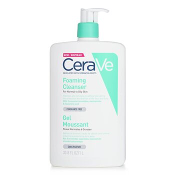 CeraVe 適合中性至油性皮膚的泡沫潔面乳（帶泵） (Foaming Cleanser For Normal to Oily Skin (With Pump))