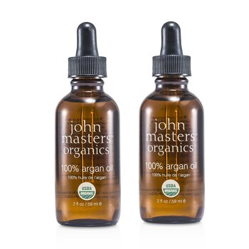 John Masters Organics 100% 摩洛哥堅果油 AO 兩件裝 (100% Argan Oil AO Duo Pack)
