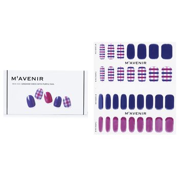 Mavenir 指甲貼-#紫色格子格紋指甲 (Nail Sticker (Patterned) - # Gingham Check With Purple Nail)