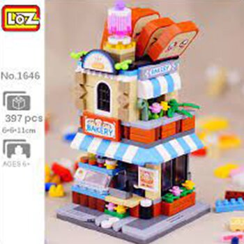 Loz LOZ街拍系列-麵包店 (LOZ Street Series - Bakery Shop Building Bricks Set)