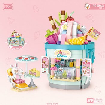 Loz LOZ夢幻遊樂園系列-可折疊雪糕店 (LOZ Dream Amusement Park Series - Foldable Ice Cream Shop Building Bricks Set)