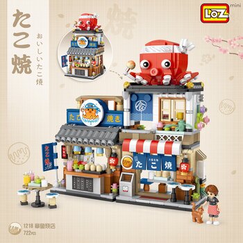 Loz LOZ Mini Blocks - 日本街頭風格章魚燒店 (LOZ Mini Blocks - Japanese Street Style Takoyaki Shop Building Bricks Set)