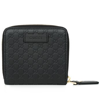 Gucci 449395 Micro GG Guccissima 皮革小號雙折錢包 黑色 (Micro GG Guccissima Leather Small Bifold Wallet 449395)