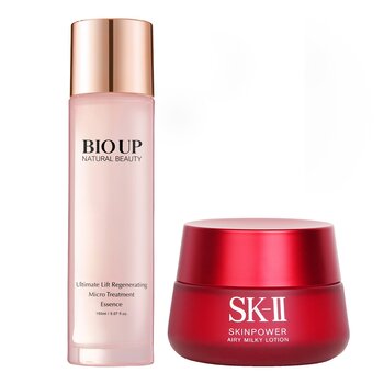 SK II 美之匙 SKINPOWER 能量輕盈精華霜 (盒子破損) X 自然美 花妍微分子速酵青春露 (SK II Skinpower Airy Milky Lotion (Box Damaged) X Natural Beauty BIO UP Ultimate Lift Regenerating Micro Treatment Essence)
