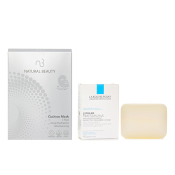 La Roche Posay La Roche Posay 身體潔膚皂(新舊包裝隨機) 150g X Natural Beauty r-PGA 超效保濕爆水氣墊面膜 (有效日期: 01/2026) 6x 20ml (La Roche Posay Lipikar Surgras Cleansing Bar(Random Packaging) 150g X Natural Beauty r-PGA Deep Hydration Moisturizing Cushion Mask (Exp Date: 01/2026) 6x 20ml)
