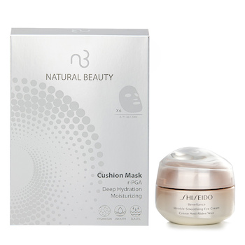 Shiseido Shiseido 深層滋養抗皺眼霜 15ml X Natural Beauty r-PGA 超效保濕爆水氣墊面膜 (有效日期: 01/2026) 6x 20ml (Shiseido Benefiance Wrinkle Smoothing Eye Cream 15ml X Natural Beauty r-PGA Deep Hydration Moisturizing Cushion Mask (Exp Date: 01/2026) 6x 20ml)